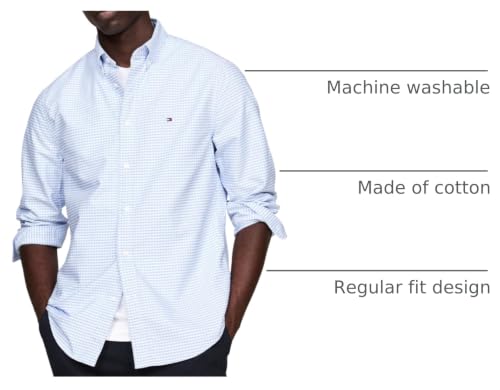 Image of Tommy Hilfiger Men's Long Sleeve Oxford Shirts in Regular Fit, Men's Button Down Shirts, Also Available in Big and Tall