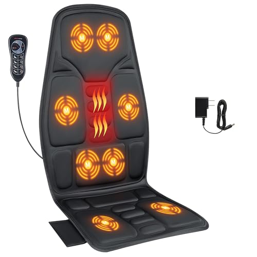 SLOTHMORE Vibration Back Massager for Chair with Heat, Chair Massager Pad with 8 Vibration, Massage Seat Cushion for Office Chair, Home Recliner & Sofa, Relaxing Gifts for Mom & Dad
