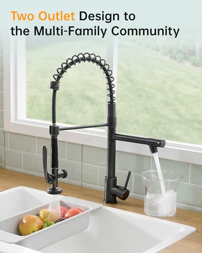 Image of Fapully Commercial Kitchen Sink Faucet with Sprayer Oil Rubber Bronze