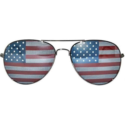 OWL Aviator Pilot 4th of July Sunglasses for Women and Men Size Medium Gun Metal Frame USA American Flag Lens Glasses UV400 Protection, 137mm