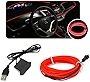 Miytsya EL Wire Interior Car LED Strip Lights, USB Auto Neon Light Strip with Sewing Edge, 16.4FT Neon Light 5V with Fuse Protection, Car Ambient Lighting Kits (Red)
