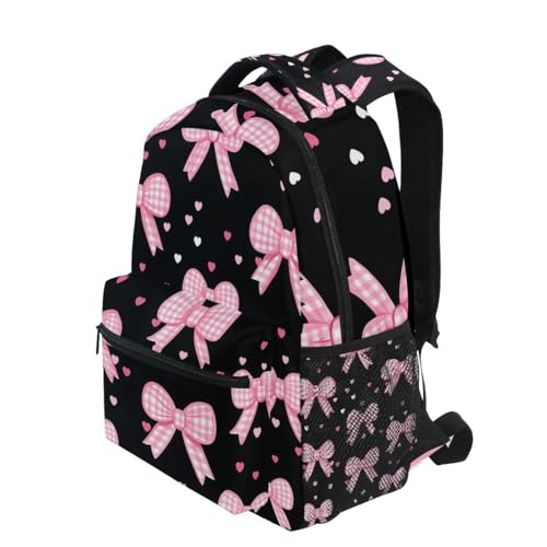 Pink Bow Heart Backpack for Women Mens Girls Boys Teens, School Backpacks Students Laptop Bookbag Rucksack Casual Daypack for Hiking Traveling Camping Work3