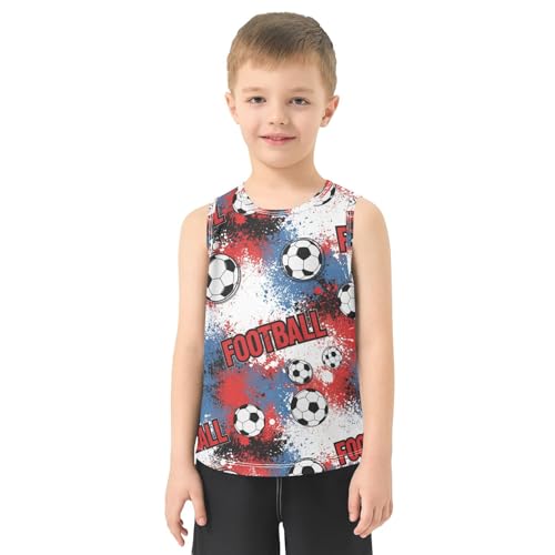 J JOYSAY Soccer Splash Red Blue Boys Tank Top Sleeveless Muscle Shirts Quick Dry Workout Sport Active Kids T-Shirts 3-15T2