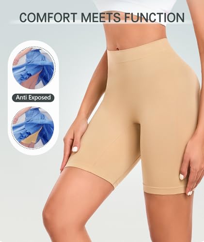 6 Pack Slip Shorts for Under Dress Anti Chafing Shorts Seamless Smooth Boyshorts Panties for Women3