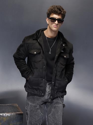 Image of WROGN Men's Corduroy Jacket | Zip & Snap Button | Oversized Fit