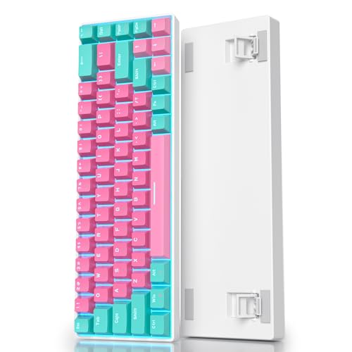 Image of 65 Percent Gaming Keyboard 68 Keys Wired Mechanical Keyboard LED Backlit Ultra Compact Keyboard with Red Switch for Windows Laptop Gamer(68 Miami)