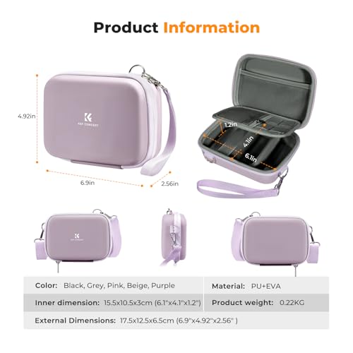Image of K&F CONCEPT Carrying Case for Digital Camera, Hard Shell Protective Case | EVA material, Water Resistant, for CCD /Sony /Canon Digital Cameras, with Shoulder Strap, Shockproof, Compact size