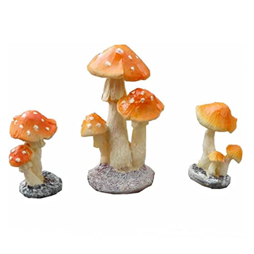 Dorccsi Ornements de Champignons Résine Miniature Jardin Micro Paysage Sculpture De Champignon 3PCS Sculpture De Jardin Champignon Champignon Modèle Déco...