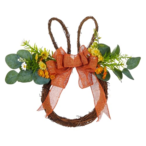Xvilmaun Couronne de Lapin - Décorations avec Nœud Papillon en Forme de Lièvre,Couronne de Pâques,pour Extérieur Intérieur Maison Salon Chambre Printemps Fête Vacances