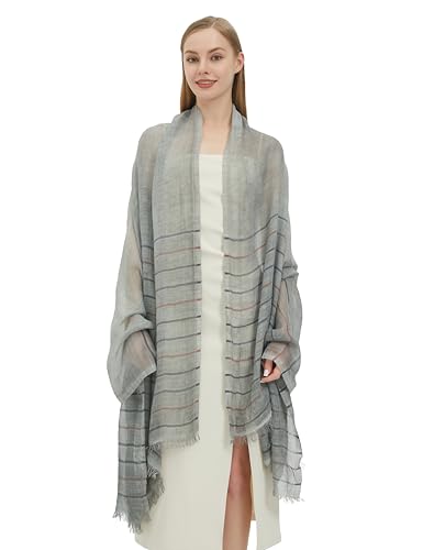 PANTONIGHT Fashion Scarf Wool Stripy Scarf Large Size Vintage Party Shawl for Women Lightweight Scarf4