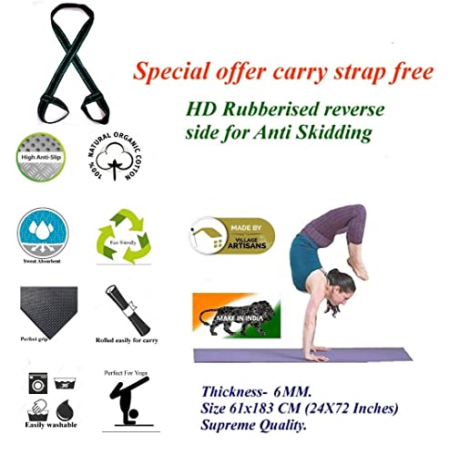 KD - Tappetino da yoga in cotone, tessuto a mano