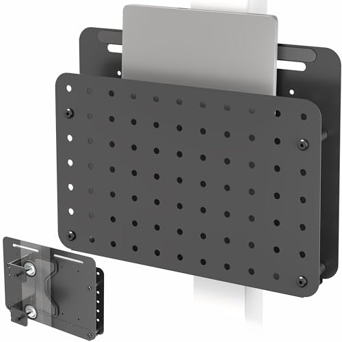 VIVO Steel Clamp-on Desk Leg Laptop Mount Holder, 14 x 11 inch Magnetic Peg Board, Desk Accessory Organizer, Black, Mount-LHS1