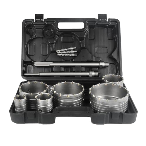 BINOTA Kit de Scie Cloche à Béton, Forets Circulaires, Scie Cloche pour Béton, Ciment, Mur de Briques, Pierre, Maçonnerie, 40, 55, 80, 100, 110 et 130 mm