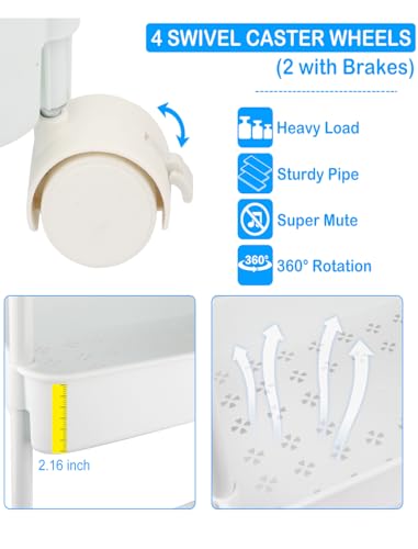 image for Volnamal Diaper Caddy Organizer, 3-Tier Movable Diaper Cart with Wheel