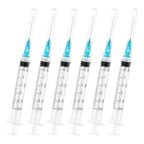 3ml/cc Syringe Measuring Tools 23G 25mm Clear Graduations Suitable for Scientific Laboratories Disposable Individually Wrapped (20Pack)
