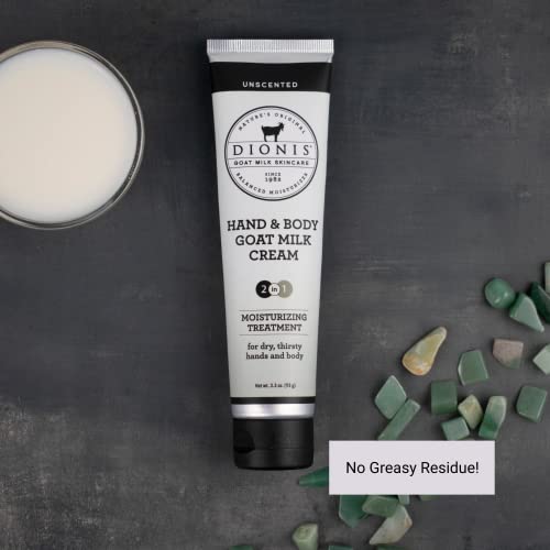 Dionis Goat Milk Skincare 3.3 Oz Unscented Hand & Body Cream - Travel Size Hand Lotion For Hydrating & Moisturizing Dry Skin - Cruelty Free Cream Made In The Usa - Paraben Free Formula #TOP4