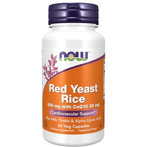 NOW Foods Supplements Red Yeast Rice with CoQ10 plus Milk Thistle & Alpha Lipoic Acid 60 Veg Capsules