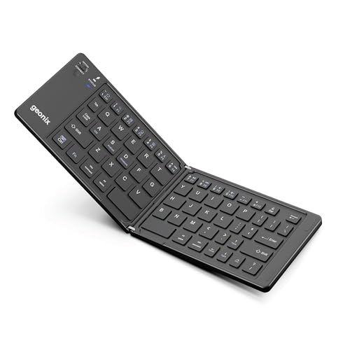 Image of Geonix Neo Fold 11, Foldable Wireless Keyboard | BT 5.0 Version | Rechargeable | 1 Year Warranty | 100+ Working Hours, Li-Polymer Battery (Black)
