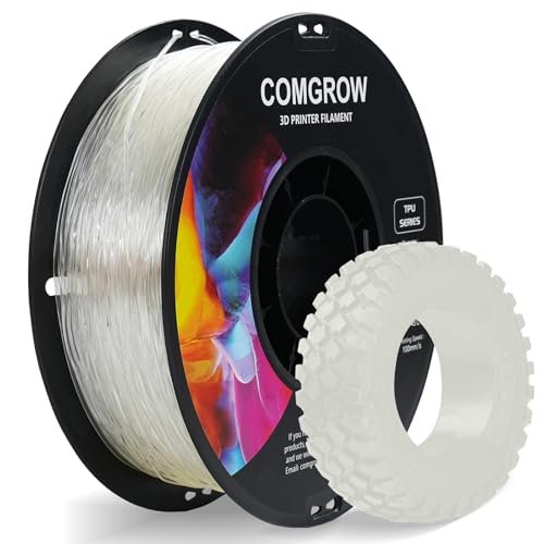 Image of Comgrow TPU Filament 1.75, Flexible 95A Soft 3D Printing Filament fit Most 3D Printers Dimensional Accuracy + /- 0.02mm TPU Transparent1kg (2.2lbs)
