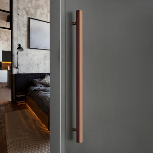 Image of LAPO 36 inch Stainless Steel Square Door Handle for Main Door, Wooden & Glass Door Pull Push Handle, Main Door Handle (Hole to Hole Size 610 mm,Pack of 1) Rose Gold Finish | 3 Years Warranty