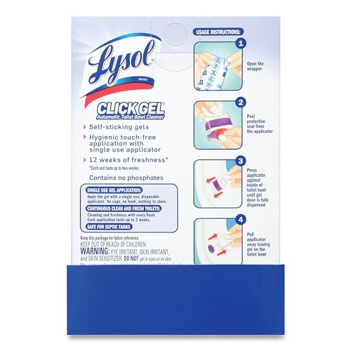 Image of Lysol Click Gel Automatic Toilet Bowl Cleaner, Bathroom Essentials, Toilet Freshener, Refreshing Lavender Scent, 6 Count (Pack of 1)