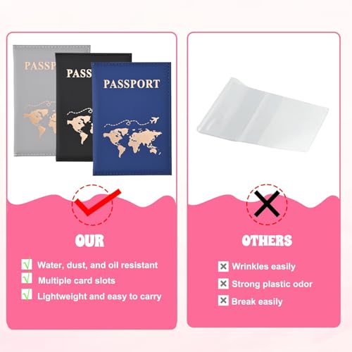 Image of House of Quirk Multi-Functional PU Leather Travel Passport Case, Passport Protection Cover, Credit Card & ID Card Holder (Grey)