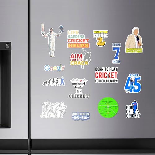 Image of WallDesign Inspirational Cricket Magnets - Must-Have Designs for Fans, Unique and Funny Magnets, Ideal Cricket Gifts (Set of 15)
