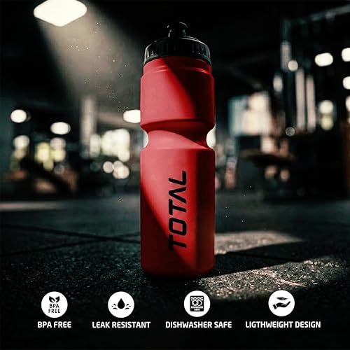 Image of TOTAL Sipper Bottle for Gym, Running, Cycling | BPA-Free Sports Water Bottle with Push /Pull Leakproof Cap | Lightweight, Durable & Reusable Bottle for Outdoor Fitness Use | Red 800 ML