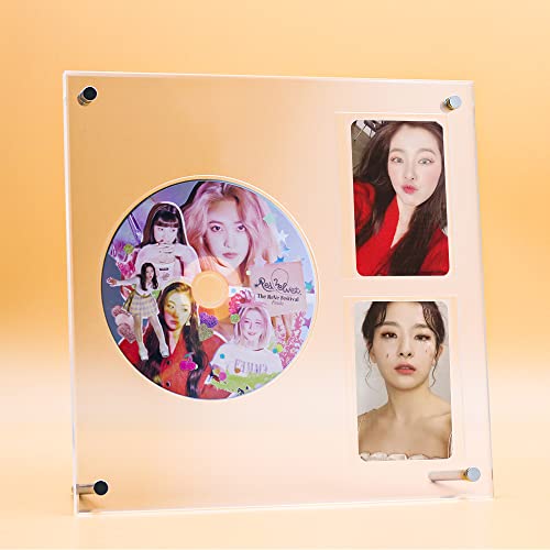 Baskiss Standing Card Holder, Ultra Clear Acrylic Display, 66 x 91 mm Clear Trading Cards Cases Protectors for Kpop Photocard Sports Baseball Card Basketball Card Trading and Display (1 CD & 2 Cards)