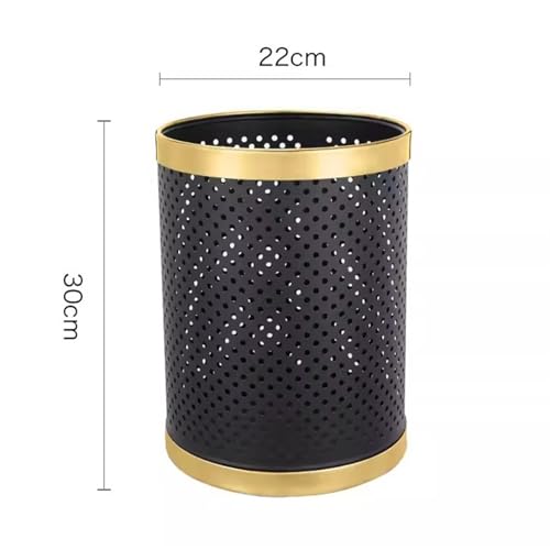 Compost bin Kitchen/Garbage Round Trash Can No Lid, Stainless Steel Hollow Trash Can, Open Top Wastebasket Recycling Bin with Pressure Ring for Home Office Business Step Trash can(Silver,S)