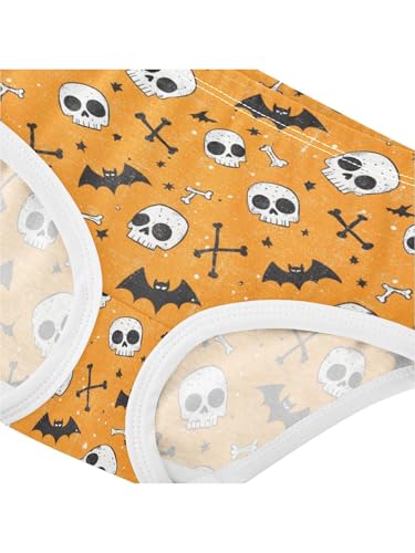 ZZKKO Orange Halloween and Skeleton Bat Girls Underwear Toddler Panties for Girls Comfort Brief Size 2T4