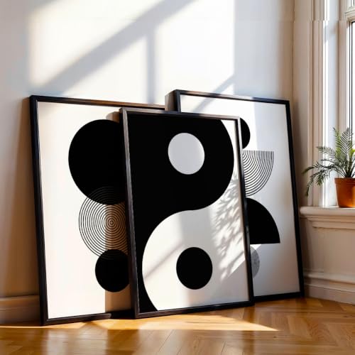 Image of NoWorries Minimalist Moon wall decor framed paintings for living room, Set of 3 Wall art frames for home decoration (Geometric pattern) (Theme-Minimalist) (Art-5, 10x13inch)