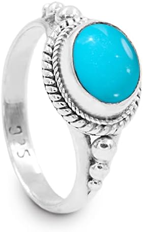 Handcrafted 925 Silver Turquoise Ring｜Turquoise 925 Sterling Silver Ring｜Great Gift Idea Handmade Rings Boho Turquoise Jewelry For Women｜December Birthstone Rings｜KAIZEN HEALING JEWELRY(10)