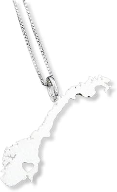 Norway necklace Personalized sterling silver Bright Satin Finish Norway necklace with heart Hometown Jewelry - best friend Gift Engravable
