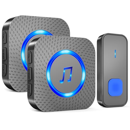 SURFOU Wireless Doorbell, 1300ft Range, 2 Receivers, Black