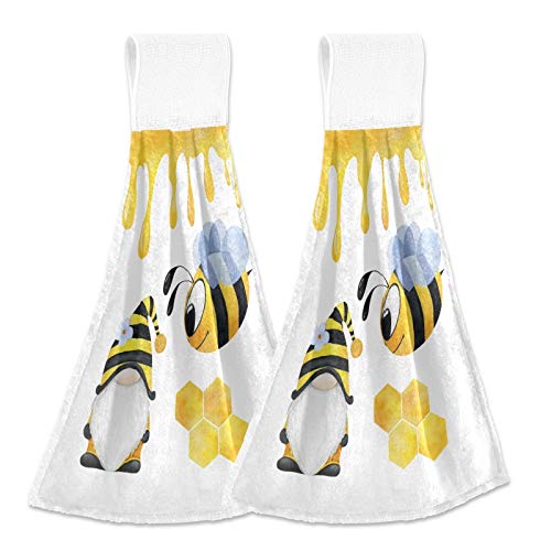Exnundod Gnome Theme Hanging Kitchen Towels 2Pcs, Cartoon Summer Hand Bath Towel Ultra Soft Absorbent Microfiber Tie Towels With Loop Hand Towel For Bathroom Restroom Housewarming Thanksgiving Gift #TOP29