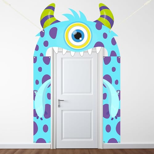 3 Pcs Monster Door Banners Little Monster Party Doors Decoration Cartoon Theme Porch Banners Cute Cartoon Theme Door Hanging Backdrop for Kids Birthday Party Photo Booth Props Holiday Supplies