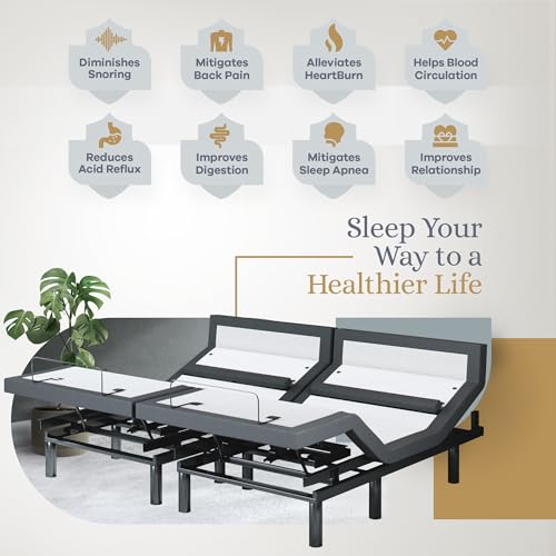 Image of Sven & Son Bliss Adjustable Bed Base-Frame Only, Head and Foot Lift, Lumbar Support, Head-Pillow-Tilt, Massage, Under-Bed Lights, USB, Memory Positions, Zero Gravity - King