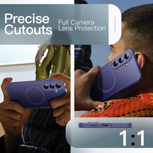 Image of JETech Magnetic Cover Case for Samsung Galaxy S26, Compatible with MagSafe, Camera Lens Full Protection, Translucent Matte Back Shockproof Phone Cover (Cobalt Violet)