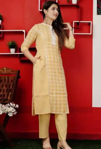 Image of Women's Plus Size Printed Round Neck 3 /4th Sleeve Kurta Bottom Set, 3XL, 46inches