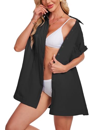 Image of Breezy Lane Beach Cover Up for Women Button Down Shirt Swimsuit Coverup Bathing Suit Cover Ups for Swimwear Vacation