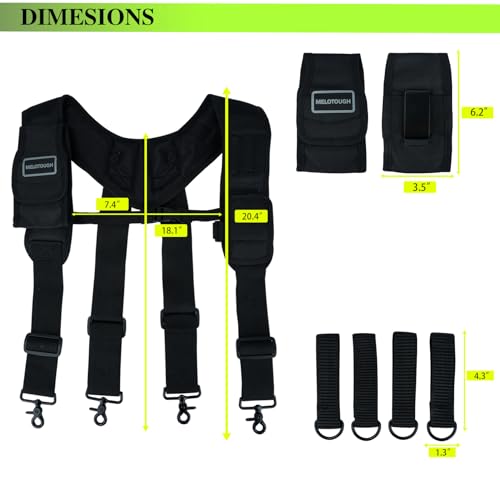 Image of MELOTOUGH Magnetic Tool Belt Suspenders with Magnetic WristBand for Work Belt Padded Suspenders Constrcution