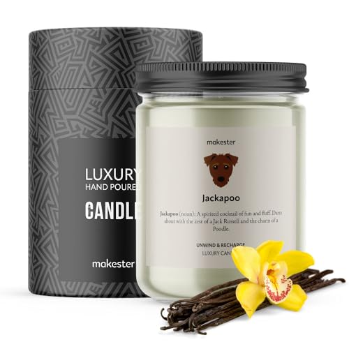 Jackapoo Gifts - Luxury Soy Wax Candle - Vanilla, Jasmine, Sugared Almond - Makester, White