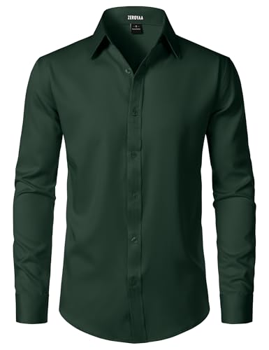 ZEROYAA Men's Wrinkle Free Long Sleeve Dress Shirt