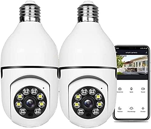 Wireless WiFi Light Bulb Camera Security Camera 1080p – 2.4GHz WiFi Smart 360 Surveillance Camera for Indoor and Outdoor, Light Socket Camera with Real-time Motion Detection and Alerts, Night Vision