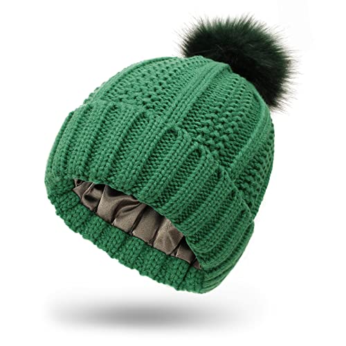 Muryobao Women Satin Lined Beanie Hat Knit Cuffed...