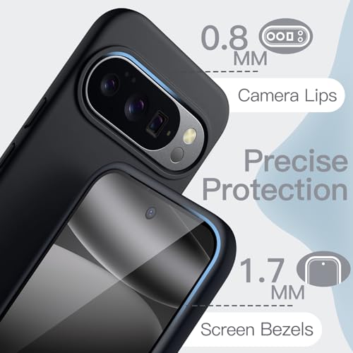 Image of JETech Liquid Silicone Cover Case for Google Pixel 10 /10 Pro 2025, Silky Soft Touch Full-Body Protection, Anti-Scratch Shockproof Phone Cover with Microfiber Lining (Obsidian)
