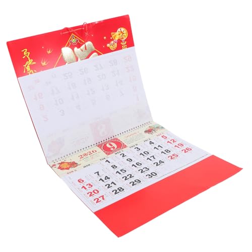 NUOLUX 年馬年掛けカレンダー 金箔福字入りの旧正月用月間壁掛けカレンダー 家やオフィス向けの風水装飾と年間プランナー