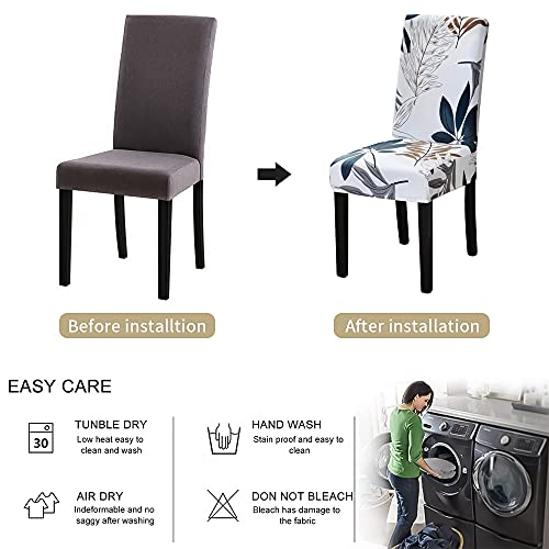 Laamei Maple Leaf Chair Covers For Dining Room Set Of 4, Stretch Kitchen Chair Covers Washable Parsons Chair Slipcover Removable Dining Chair Protectors For Hotel,Ceremony,Banquet #TOP4