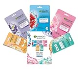 Garnier Hydrating Sheet Mask Discovery Collection, Face & Eye Sheet Masks for Dehydrated, Dull and Tired Skin, Face Mask With Hyaluronic Acid and Glycerine, Skin Active, Pack of 5